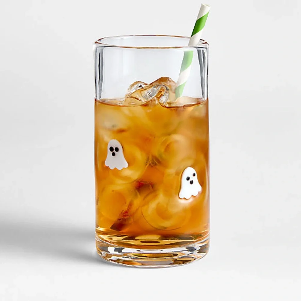 New!🍹EXCLUSIVE Crate&Barrel 👻👻👻 Ghost Icon Highball Glass LIMITED EDITION